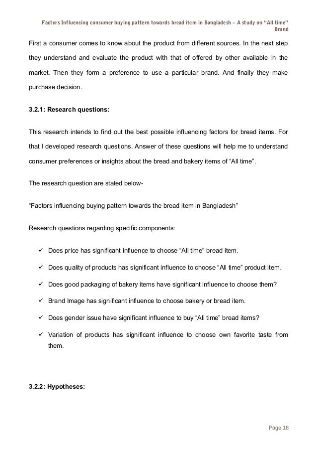 Factors influencing consumer buying pattern towards bread Factors influencing consumer buying pattern towards bread