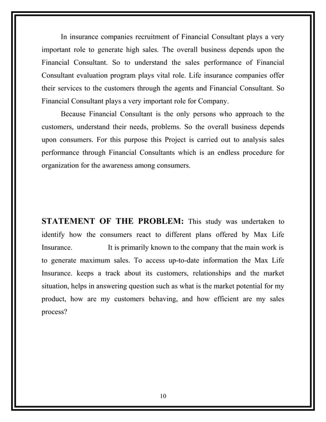 Final project report on max life insurance 2 | DOC