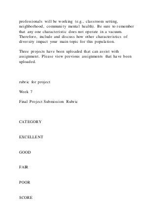 Final Project Rough Draft (Optional)Final ProjectFor the Fin | PDF