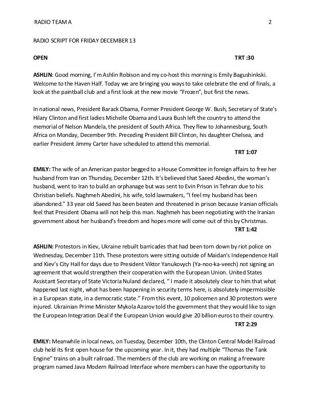 Final Radio Show Script Final Radio Show Script