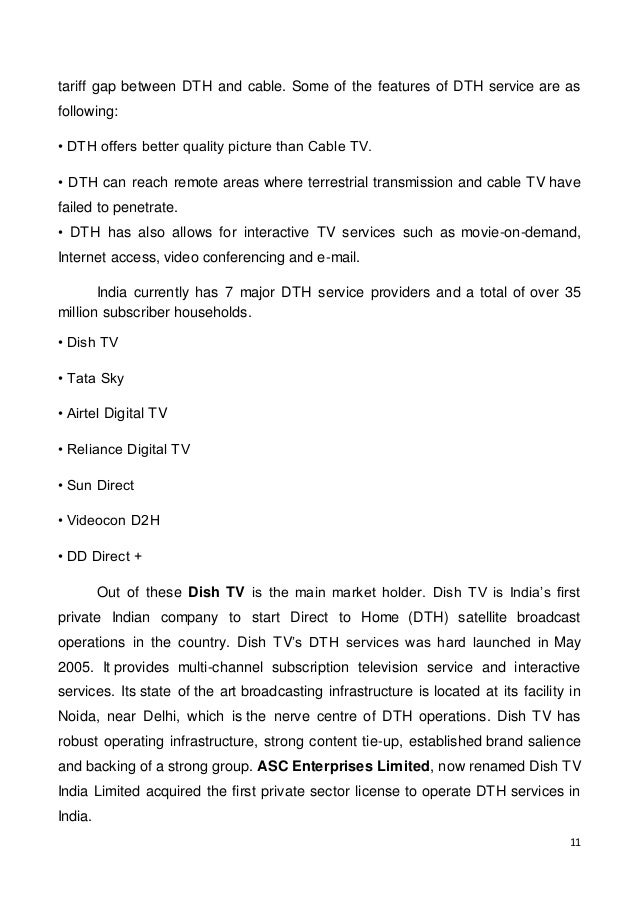 Dissertation project on dth services