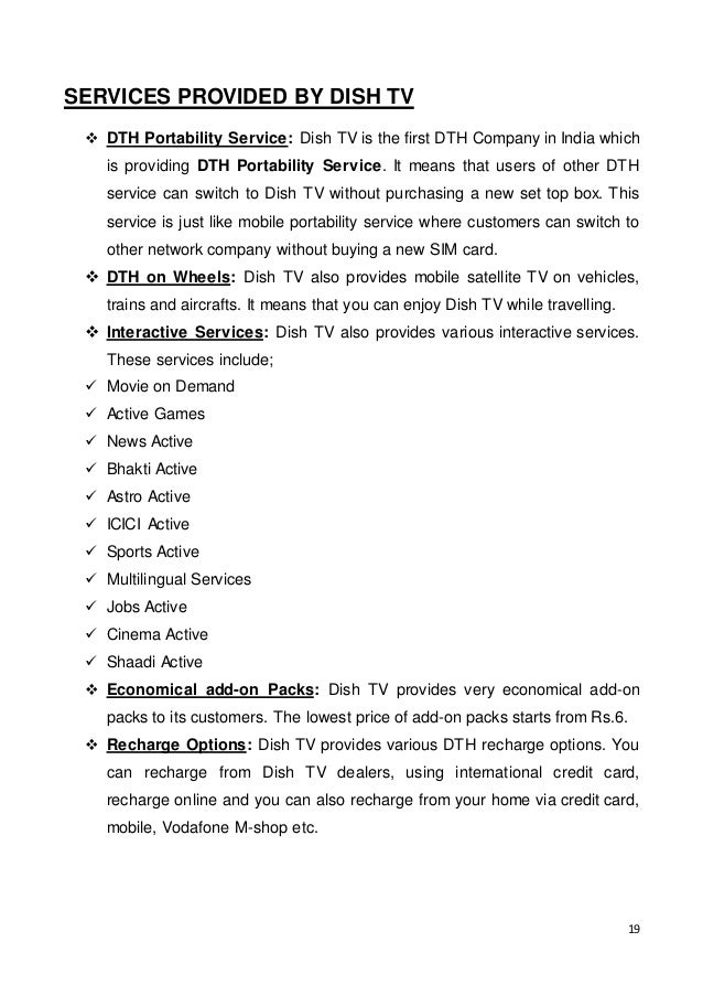 Dissertation project on dth services
