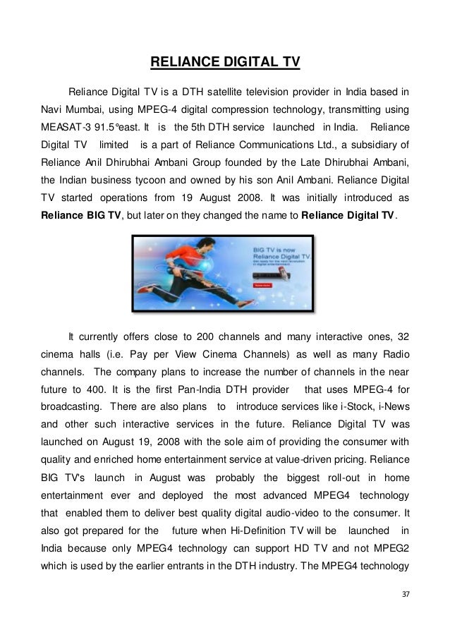 Dissertation project on dth services