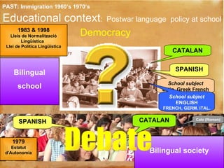 Educational context :  Postwar language  policy at school PAST: Immigration 1960’s 1970’s SPANISH School subject Latin  Gr...