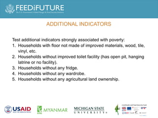 Promising indicators for the effectively targeting the poor in Myanmar