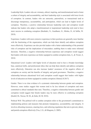 Analysis the Impact of Leadership Style on Combating Corruption and ...