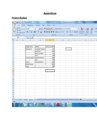 Appendices
Project Budget
 
