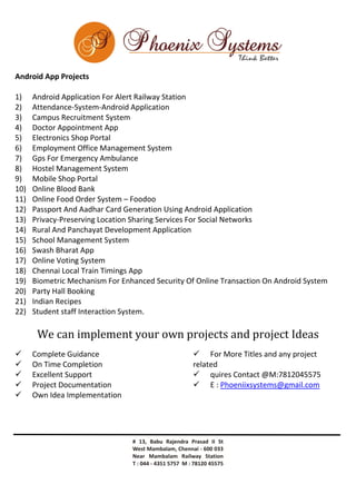 be cse projects in chennai | PDF