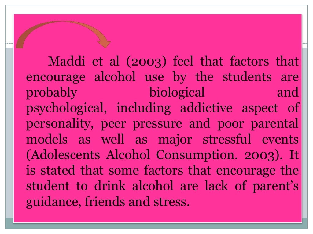 The effects of the consumption of alcoholic beverages on students in