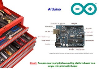 Arduino




Simply: An open-source physical computing platform based on a
                simple microcontroller board
 