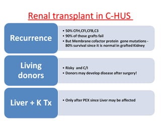 Renal transplant in C-HUS
 
