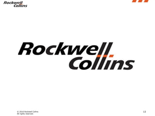 © 2016 Rockwell Collins
All rights reserved.
13
 