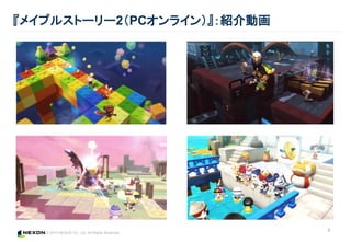 © 2015 NEXON Co., Ltd. All Rights Reserved.
『メイプルストーリー2（PCオンライン）』：紹介動画
8
 