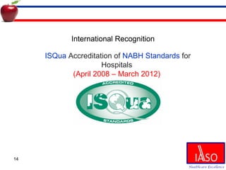 International Recognition ISQua  Accreditation of  NABH Standards  for Hospitals  (April 2008 – March 2012)  