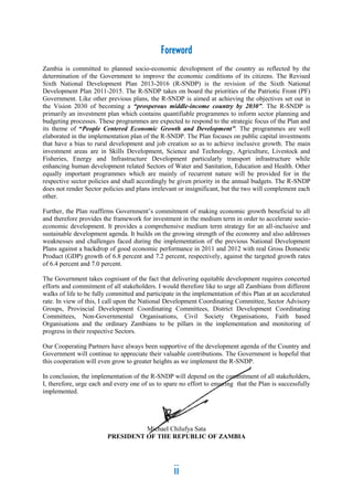 Revised -Sixth National Development Plan 2013-2016 (Zambia) | PDF