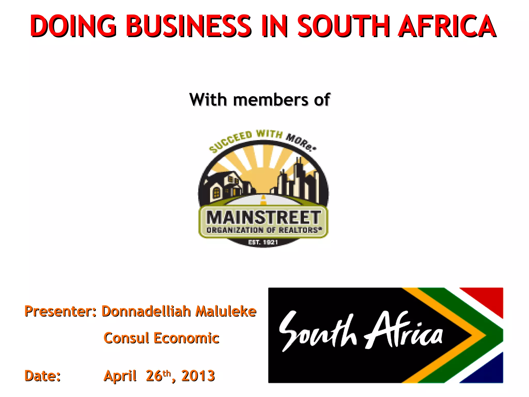 Doing Business in South Africa IAR Multicultural Summit PPT