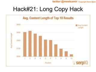 50 twitter @meetsamir / Copyright Samir Patel 
Hack#21: Long Copy Hack 
 