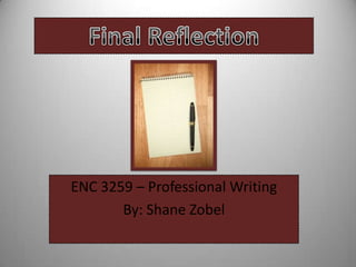 ENC 3259 – Professional Writing
By: Shane Zobel
 