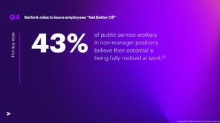 04 Rethinkrolestoleaveemployees”Net BetterOff”
43%
of public service workers
in non-manager positions
believe their potent...