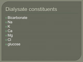 Bicarbonate
Na
K
Ca
Mg
Cl
glucose
 