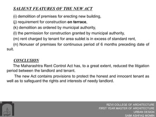 M Saim Rent Rent Control Act, Maharashtra 1999 | PPTX