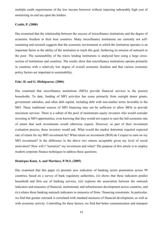 Microfinance Project Microfinance : Project Report | DOCX