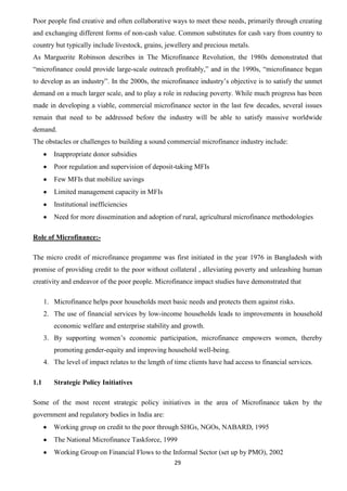 Microfinance Project Microfinance : Project Report | DOCX