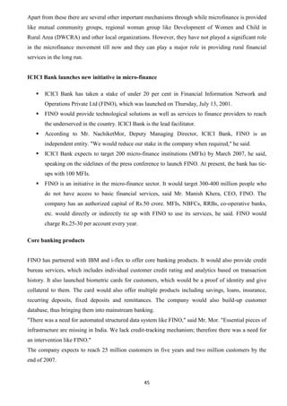 Microfinance : Project Report | DOCX