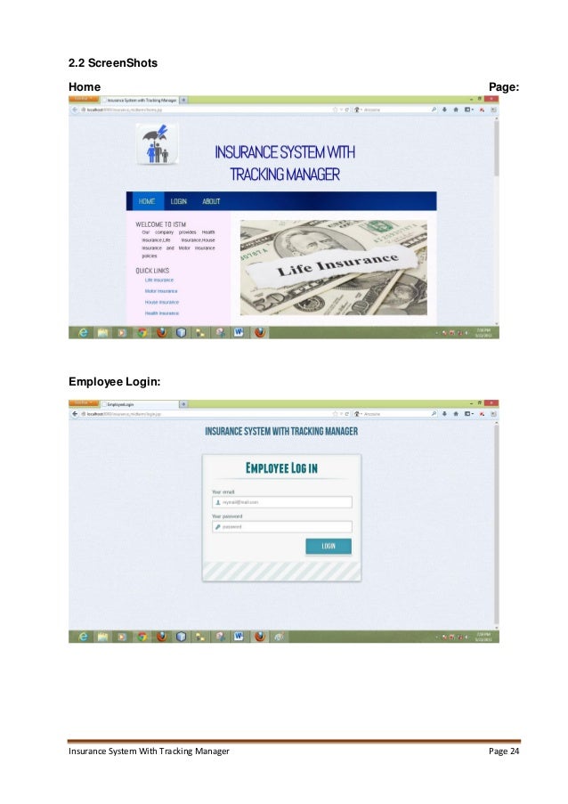 A Project Report on Insurance System with Tracking Manager A Project Report on Insurance System with Tracking Manager
