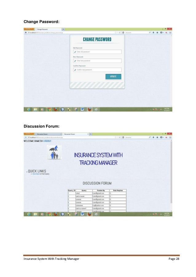 A Project Report on Insurance System with Tracking Manager A Project Report on Insurance System with Tracking Manager