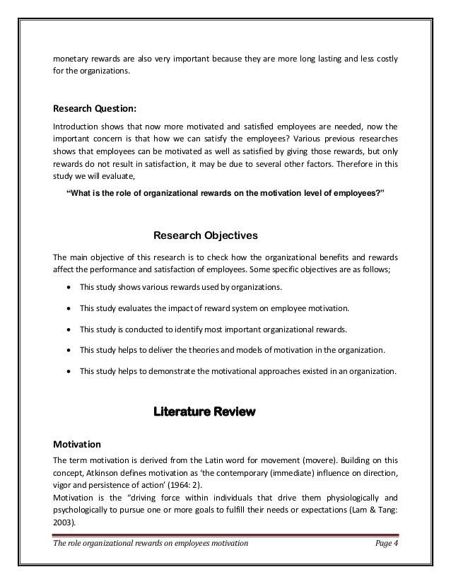 literature review on work motivation