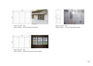 103
Diagram 5.34 (Left) : W07
Figure 5.28 (Right) : W07 which located at the wet kitchen.
Diagram 5.35 (Left) : W12
Figure 5.29 (Right) : W12 which located along the hallway.
Diagram 5.36 (Left) : W09
Figure 5.30 (Right) : W09 which only contains 6 columns of glasses.
 