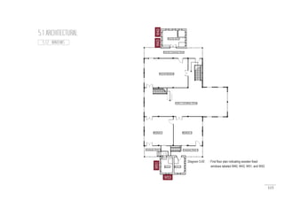 115
5.1 ARCHITECTURAL
W40W51W43
W53
5.1.2 WINDOWS
Diagram 5.65 : First floor plan indicating wooden fixed
	 windows labeled W40, W43, W51, and W53
 