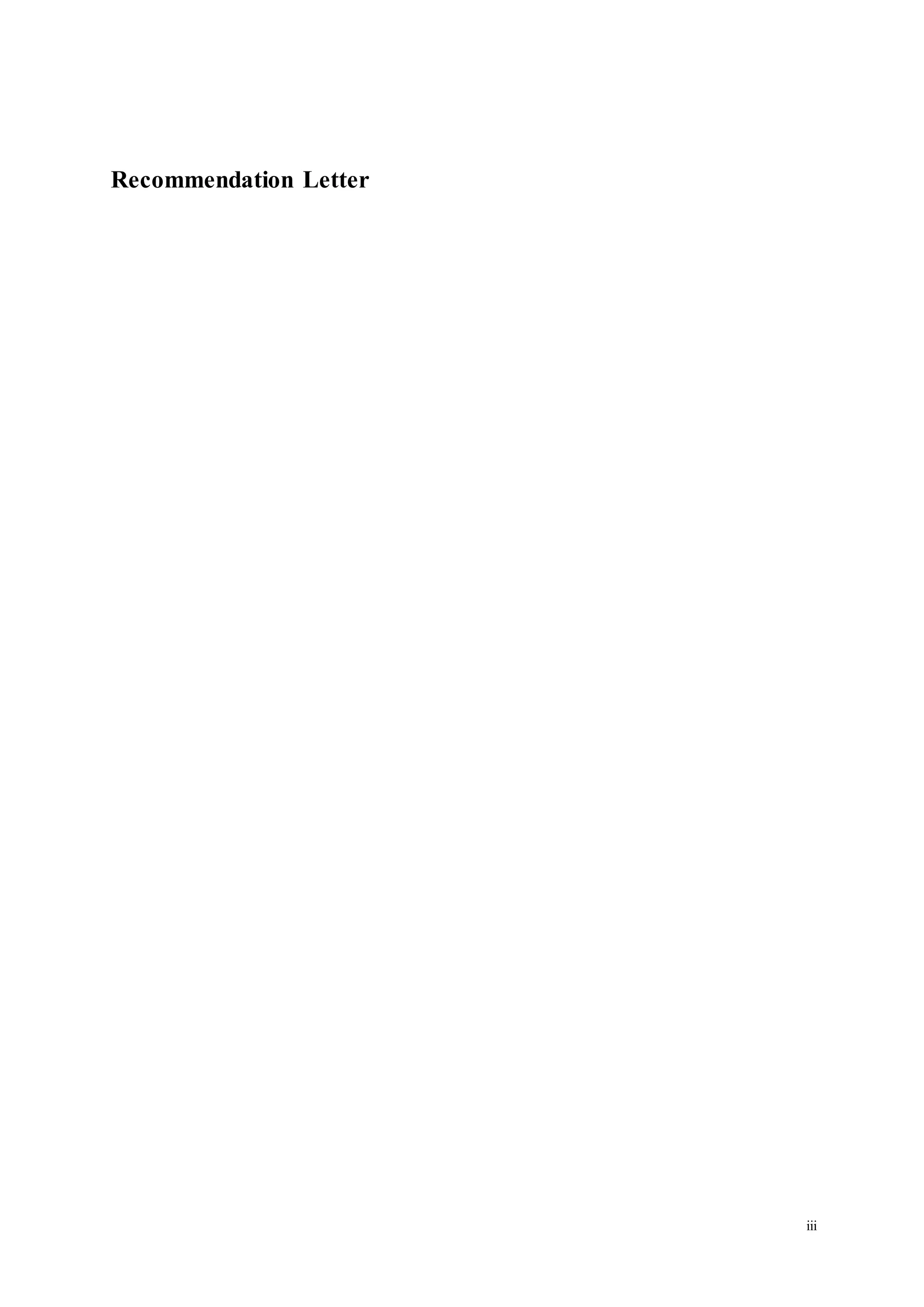 iii
Recommendation Letter
 