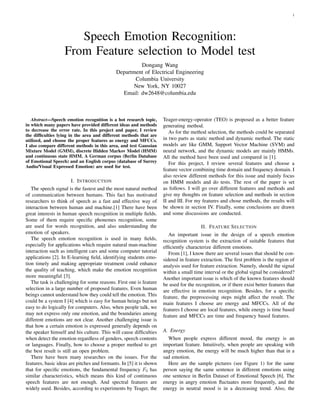 Report for Speech Emotion Recognition | PDF