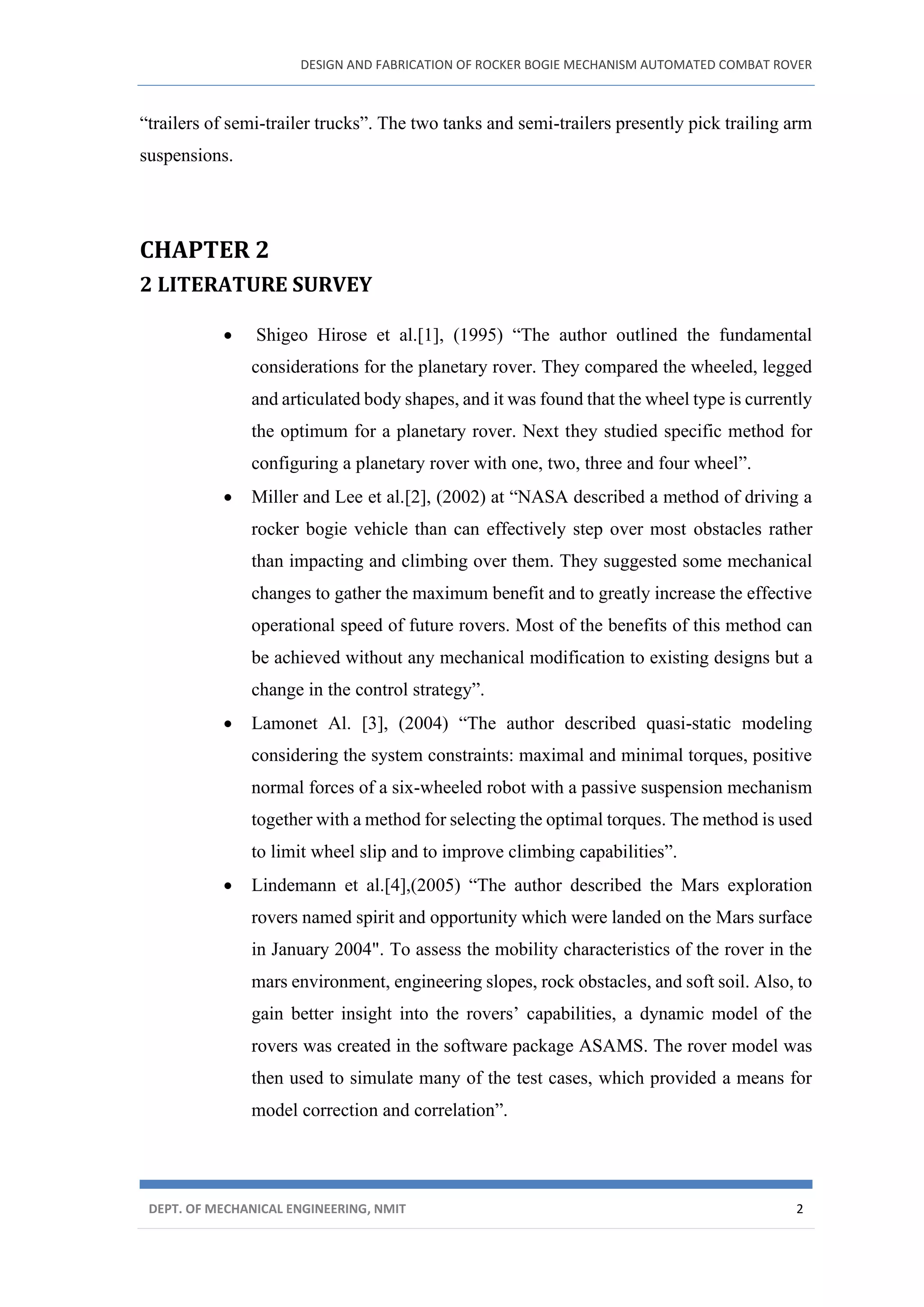 Design and Fabrication of Rocker Bogie Mechanism Automated Combat Rover ...