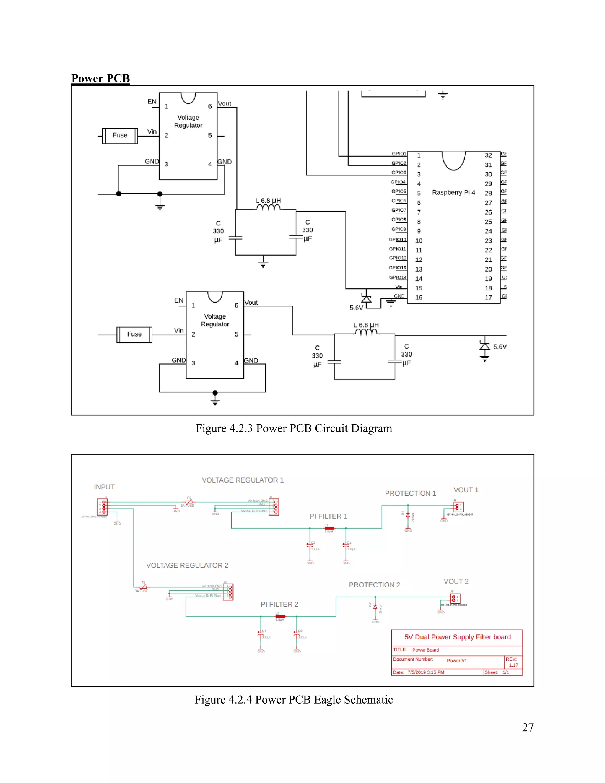 27
Power PCB
Figure 4.2.3 Power PCB Circuit Diagram
Figure 4.2.4 Power PCB Eagle Schematic
 