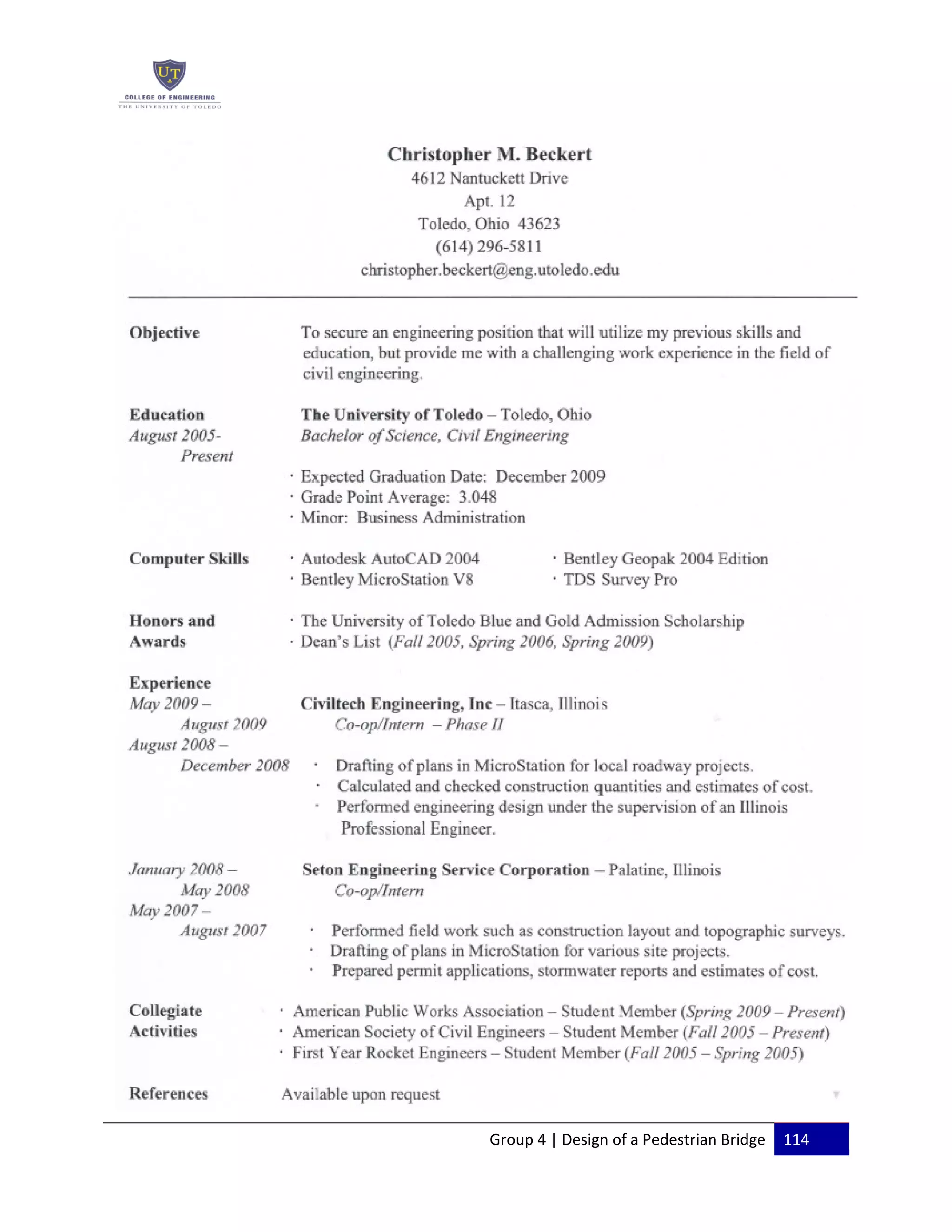 Group 4 | Design of a Pedestrian Bridge 114
 