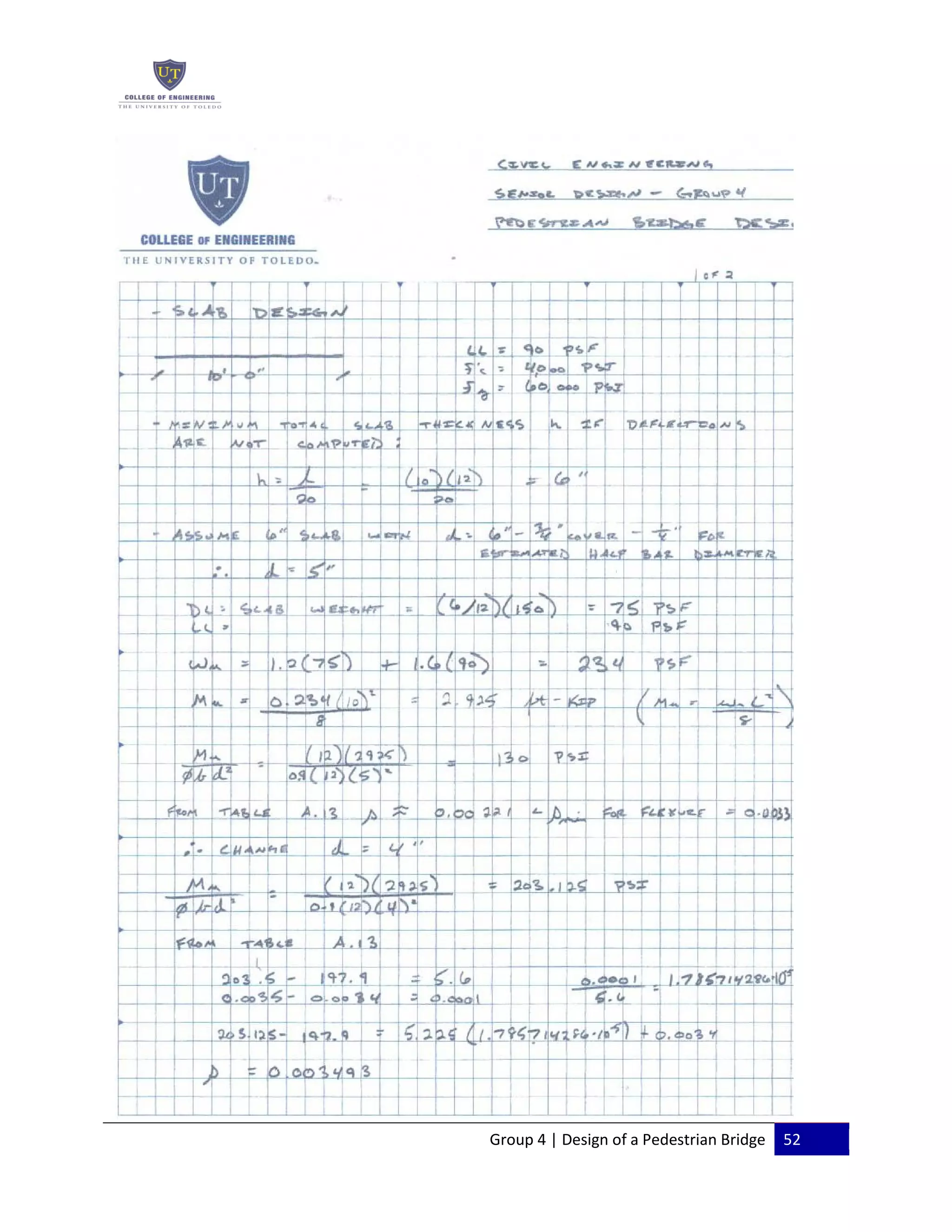 Group 4 | Design of a Pedestrian Bridge 52
 