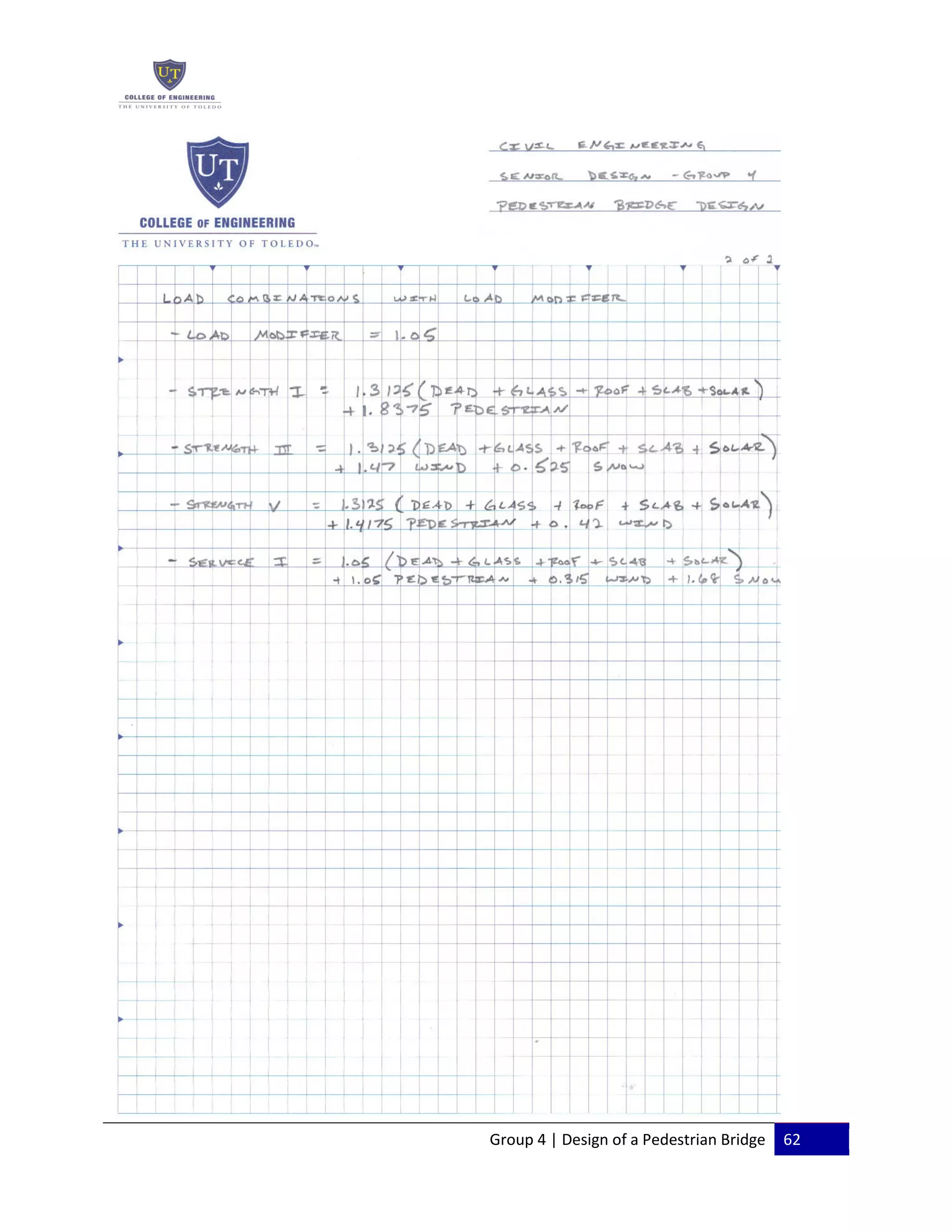 Group 4 | Design of a Pedestrian Bridge 62
 