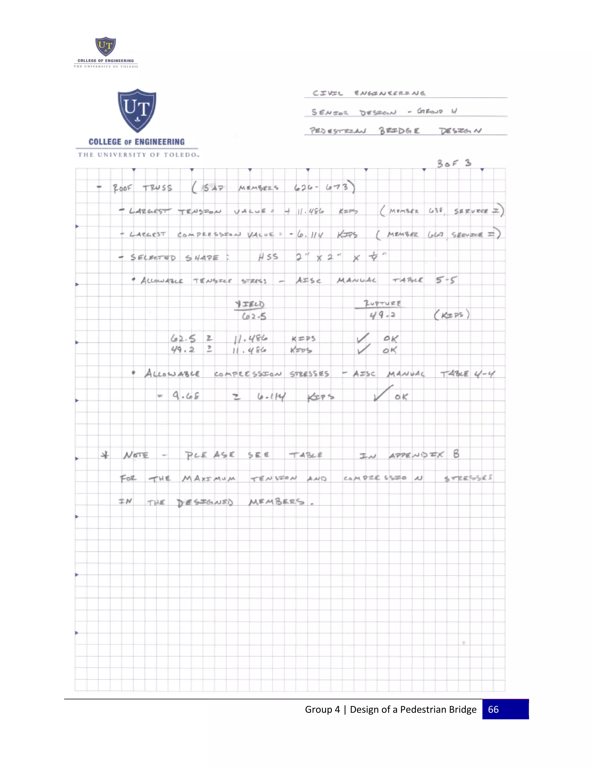 Group 4 | Design of a Pedestrian Bridge 66
 