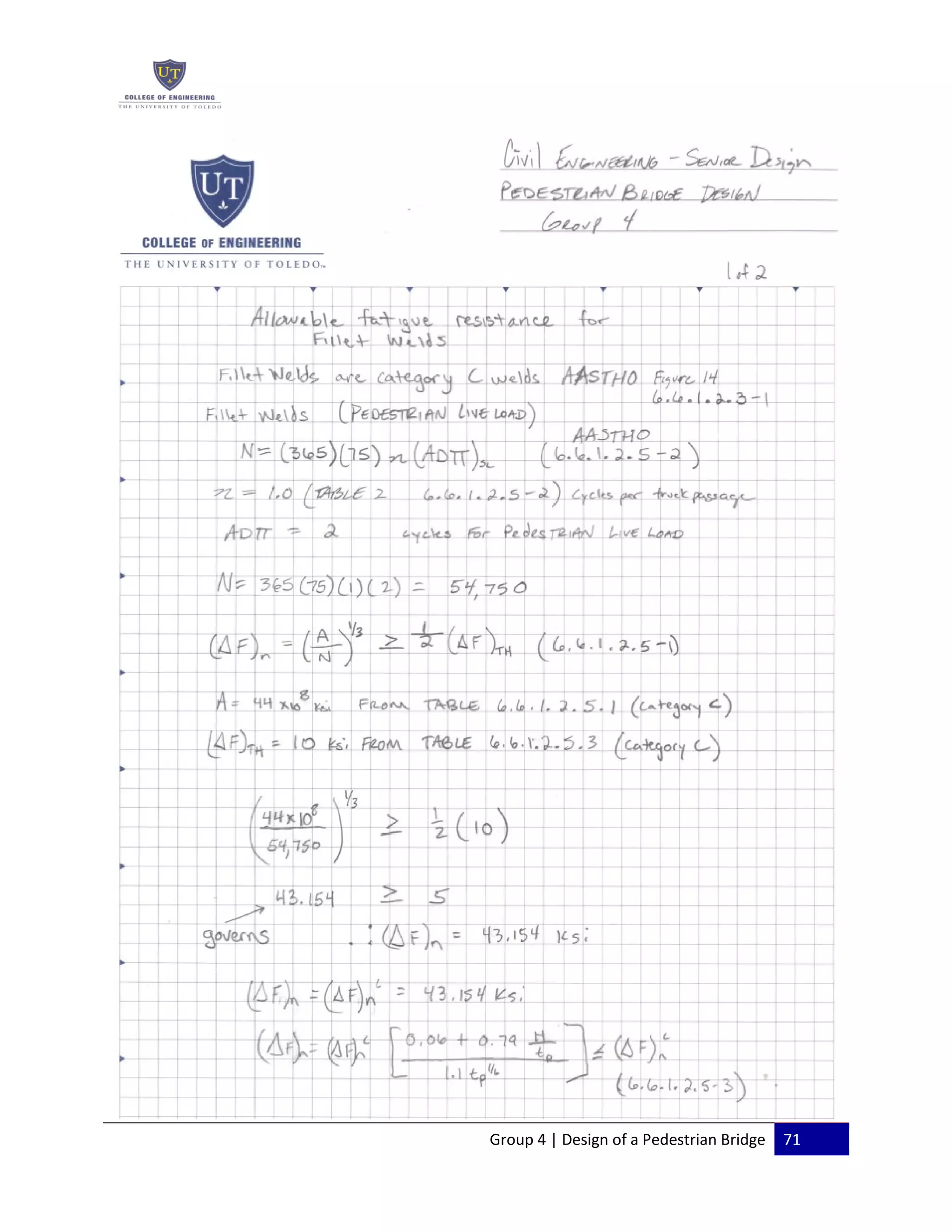 Group 4 | Design of a Pedestrian Bridge 71
 