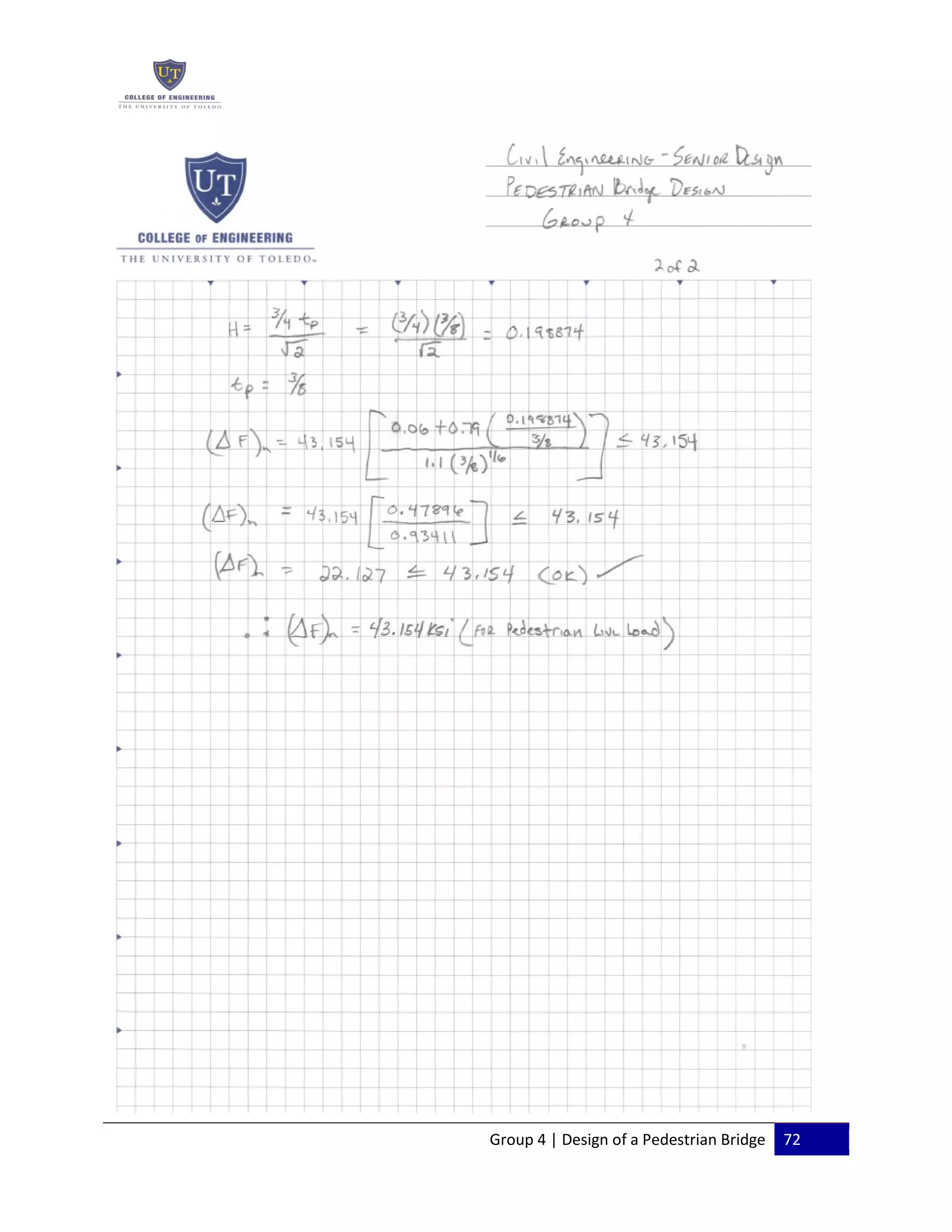 Group 4 | Design of a Pedestrian Bridge 72
 