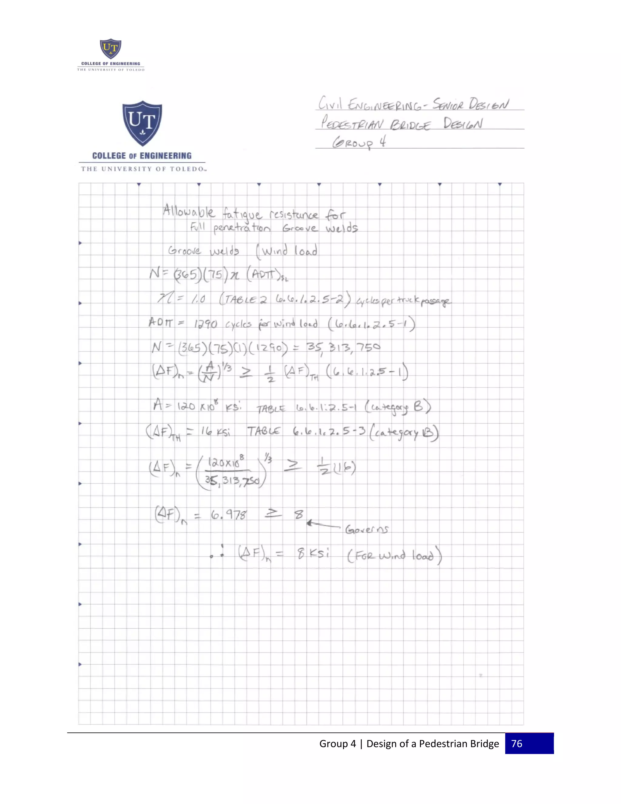 Group 4 | Design of a Pedestrian Bridge 76
 