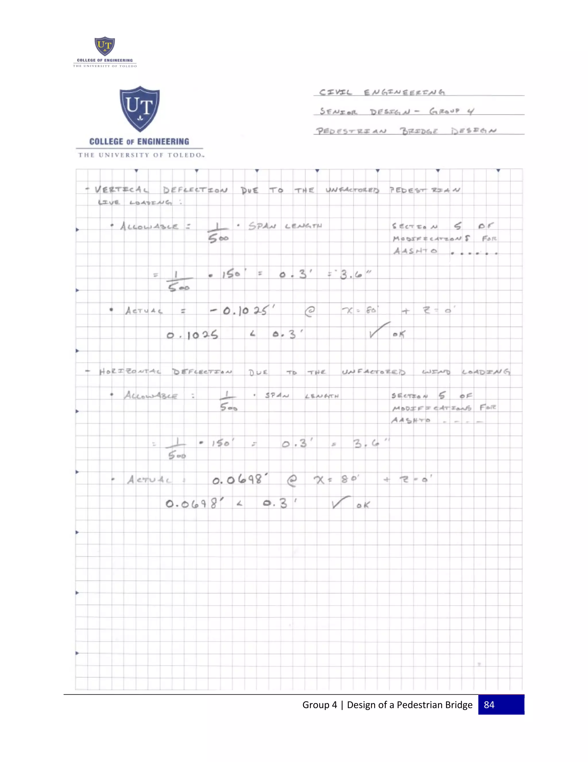 Group 4 | Design of a Pedestrian Bridge 84
 