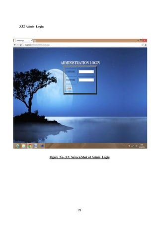 29 
3.32 Admin Login 
Figure No- 3.7: Screen Shot of Admin Login 
 