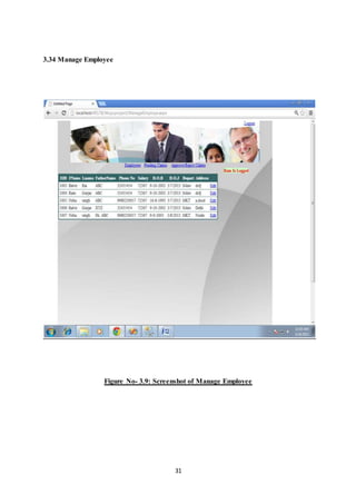 31 
3.34 Manage Employee 
Figure No- 3.9: Screenshot of Manage Employee 
 