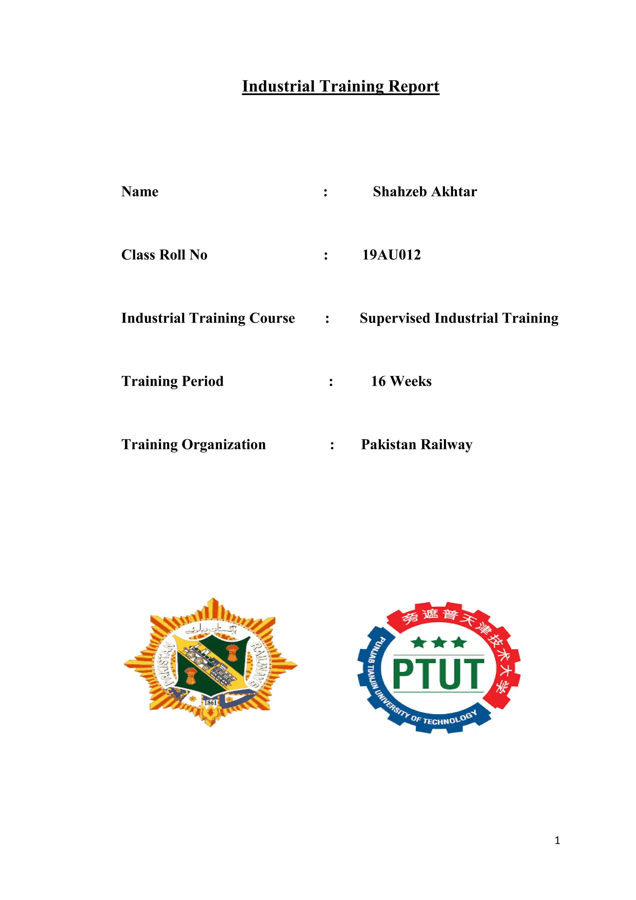 Final report(19AU012).pdf Supervised Industrial Training | PDF