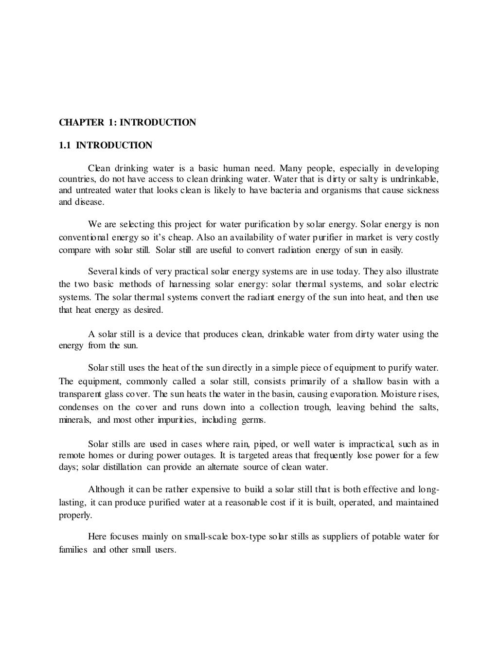 Solar Water Purification Project For Mechanical Engineering