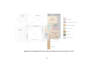 81
Figure 5.15. Finishing diagram at First level. Most of the finishing are focused on the suites (Lim, 2016)
 